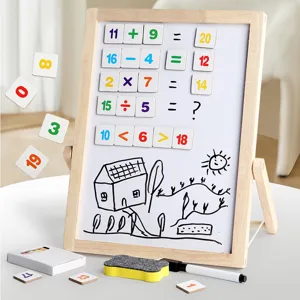 Wooden Magnetic Double Sided Drawing Board Kids Educational Learning Toy Toddler Math Numbers Writing Board