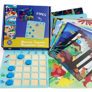 Wooden dinosaur quantity recognition game early education puzzle toy for kids aged 3+