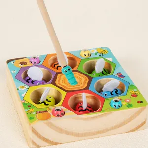 Gioco di pesca magnetico in legno con alveare giocattolo educativo per bambini colore.