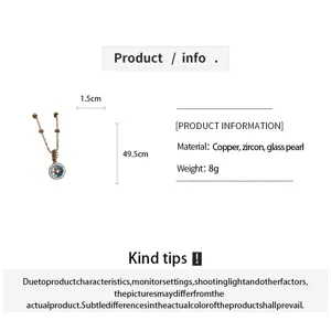 Collana di perle e zircone con stella in bronzo, grafica di dettaglio 49.5cm e peso di 8g.