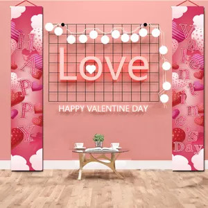 Valentinstag Hänge Banner Rosa Herz Liebe Romantik Party Dekoration Hauptbild 2Stk