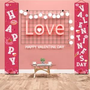Valentinstag Hängebanderole Paar Element Festliche Party Dekoration Rosa Hintergrund