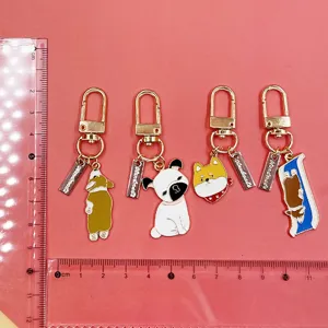 Cute cartoon dog keychain alloy pendant Corgi Shiba Inu bag charm accessory for gift