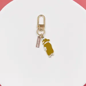 Cute Corgi dog metal keychain detail, exquisite enamel alloy bag charm and key ring gift.