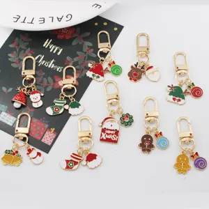 Weihnachtsserie Cartoon Schlüsselanhänger Zinklegierung Emaille Weihnachtsmann Baum Lebkuchenmann Taschenanhänger Kopfhörerhülle Schlüsselring Schmuck Für Weihnachtsgeschenk Dekoration