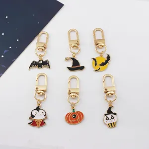 Halloween keychain alloy cute pendant set bat pumpkin witch hat bag accessory decor