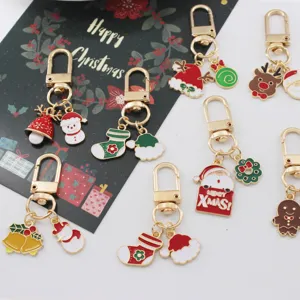 Weihnachts-Serie Legierung Schlüsselanhänger süße Emaillier-Anhänger Taschen Deko Accessoire