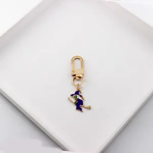 Halloween witch broom alloy keychain gold metal hook bag pendant accessory charm cute gift
