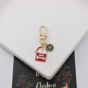 Süßer Weihnachten Weihnachtsmann Kranz Legierung Schlüsselanhänger Tasche Anhänger Geschenk.