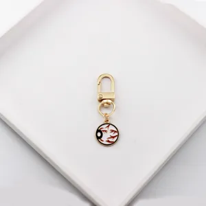 Close-up detail of the creative eyeball keychain metal pendant charm, gothic style accessory.