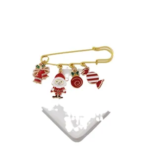 Kerst broche pin met schattige Kerstman snoep en bel hangers voor jas tas kleding