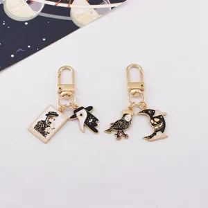Punk Gothic Plague Doctor Keychains Alloy Enamel Bag Charms Halloween Skull Moon Jewelry