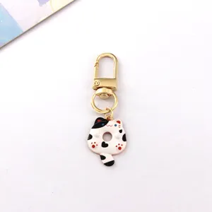 Leuke calico kat sleutelhanger van legering schattige cartoon tas hanger auto sleutelring charm