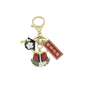 Metal graduation cap keychain student blessing gift backpack pendant key ring decor
