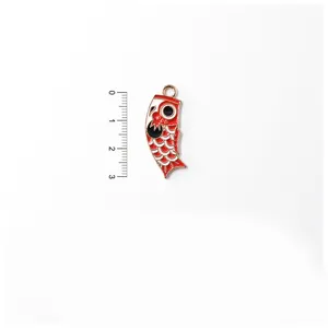 Japanese style koinobori alloy charm DIY hair accessory cute red carp pendant detail view