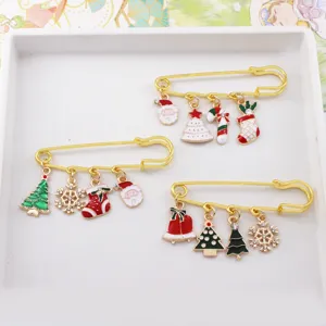 Christmas brooch pin alloy enamel Santa tree snowflake festive cute jewelry accessories gift