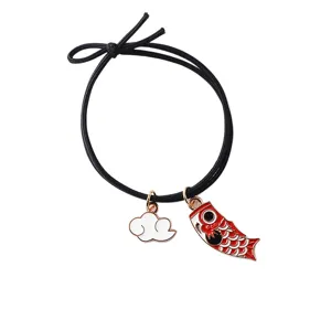 Japanese style koinobori alloy hair rope cute cloud hair band elastic hair tie for girls