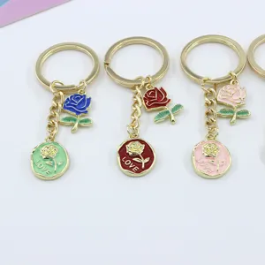 Portachiavi con rosa romantica di San Valentino in lega di metallo borsa charm regalo