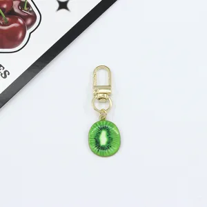 Kiwi fruit slice metal keychain cute bag charm accessory for daily use and decoration
