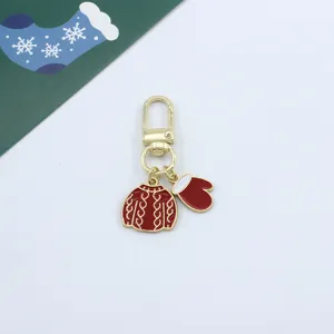 Exquisite Christmas knit sweater mitten alloy keyring pendant detail shot for bags and keys