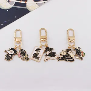Punk plague doctor keychain set metal enamel bag charm gothic Halloween accessory gift keychain