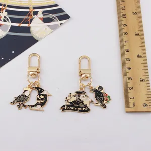 Punk style plague doctor crow metal keychain pendant halloween gothic bag accessory charm 1pc