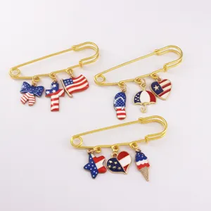 USA Flagge patriotische Emaillierte Sicherheitsnadel Brosche Set, Legierung Schmuck.