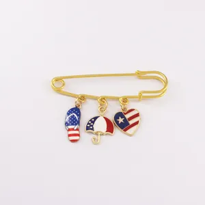 Amerikanische Flagge Brosche Pin patriotische Metalllegierung Abzeichen mit Charms Geschenk.
