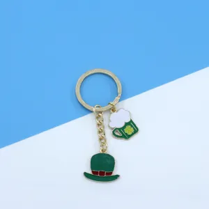 St. Patrick's Day green hat beer mug keychain metal pendant detail view bag charm accessory