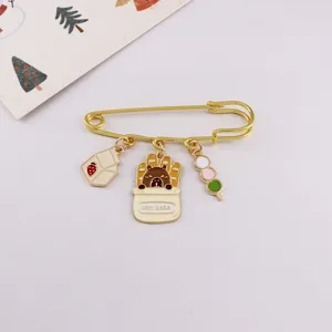 Cute Capybara enamel brooch pin with lovely bread milk dango charms backpack accessory
