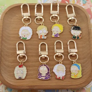 Porte-clés Dessin Animé Créatif Mignon Pendentif en Alliage de Zinc Figure Historique Chibi Portrait d'Œuvre d'Art Célèbre Sac Ornement Accessoires