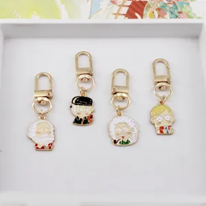 Set de porte-clés en métal de célébrité de dessin animé, pendentifs de sac historiques.