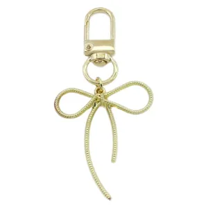 Gold bow metal keychain bag charm cute accessories for women girls fashion gift 1pc