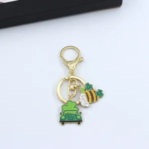 Portachiavi metallo auto trifoglio verde San Patrizio ciondolo borsa regalo accessorio