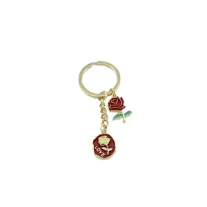 Portachiavi con rosa di San Valentino in lega accessorio borsa ciondolo regalo romantico