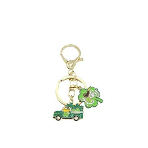 Portachiavi in metallo trifoglio verde di San Patrizio ciondolo borsa alla moda