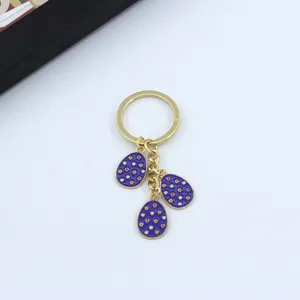 Easter egg keychain pendant metal purple dot charm cute bag accessory for women daily use