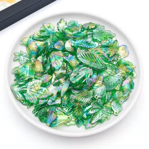 Random 50g acrylic AB iridescent green leaf charms assorted DIY handmade earring jewelry accessories