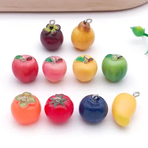 3D Simulation Fruit Resin Charms Plastic Electroplated Pendant Craft Supplies For DIY Necklace Bracelet Keychain Jewelry Making Accessories