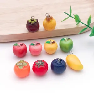Cute mini resin fruit charms pendants for DIY jewelry making necklace bracelet crafts.