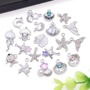Tema océano estrella de mar concha dijes joyería aleación DIY pulsera collar