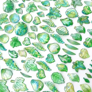 Assorted green acrylic leaf beads AB iridescent bulk for DIY jewelry earrings making supply