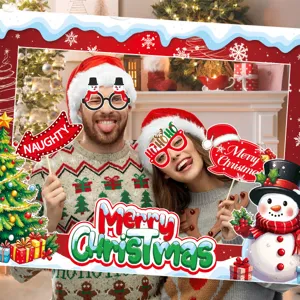 Christmas photo booth props frame party selfie props holiday decoration set supplies