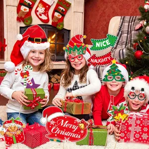 Christmas photo booth props set holiday party selfie glasses decoration supplies