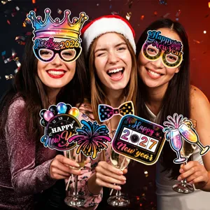2027 New Year party photo booth props funny glasses hand held signs celebration decor