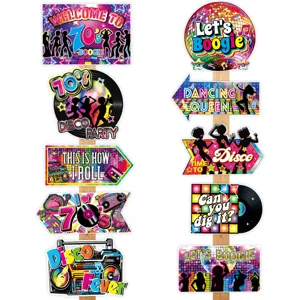 70er retro party garten schilder richtungsweiser disco thema deko rasen schilder requisiten