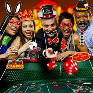 Casino Fotoautomaten Requisiten Set, lustige Las Vegas Party Dekoration mit Würfel und Karten.
