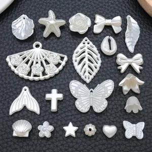 ABS Artificial Pearl DIY Beads For Jewelry Making Off-white Butterfly Cross Star Bow Shell Heart Leaf Flower Charms For Bracelet Necklace Earrings Accessories