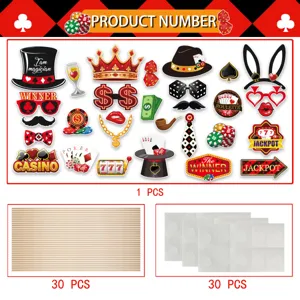 Casino Foto Booth Requisiten Set Las Vegas Poker Party Dekoration mit Stiften und Punkten
