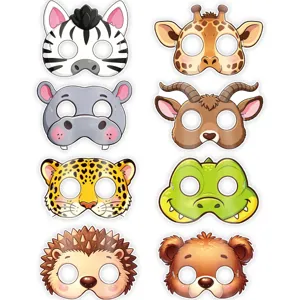 Mascaras Animales Selva Niños Cartoon Safari Fiesta Disfraz Vestir Accesorios 8pcs